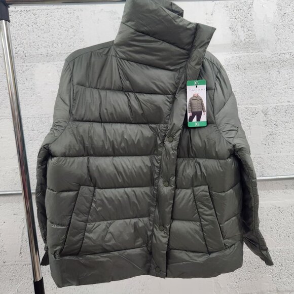 NWT Tahari Women’s Puffer Jacket Water Repellent Premium Insulation Green XL - Picture 10 of 10